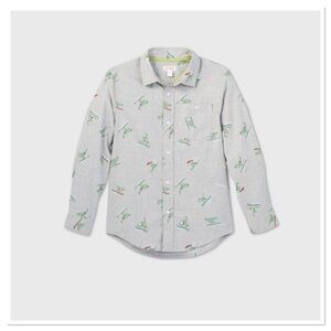 Boy’s Long Sleeve Dino Print Button Down Shirt